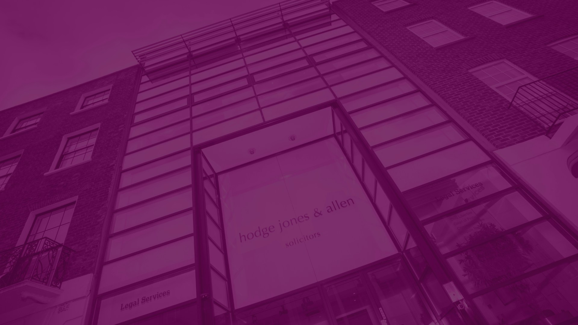 Hodge, Jones & Allen- Background art (upscale building in a purple transparent colour)