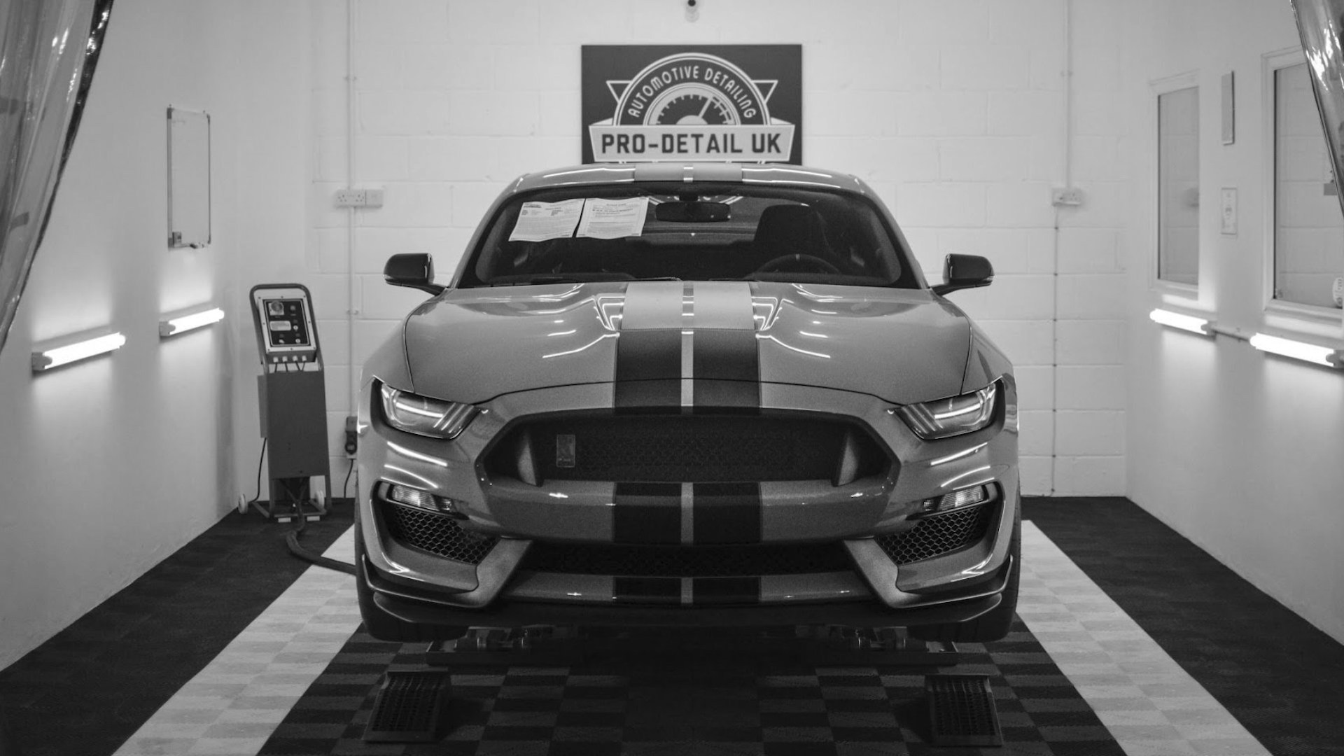 ProDetail-A black and white view of a mustang